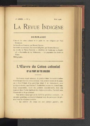L'Oeuvre du Coton colonial. Et le Point de Vue Indigène.
