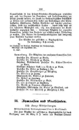 Kurze Mittheilungen : [III. Gymnasien und Realschulen]