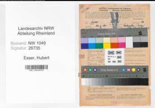 Entnazifizierung Hubert Esser , geb. 24.01.1893 (Finanzbeamter)
