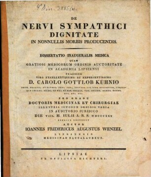 De nervi sympathici dignitate in nonnullis morbis producendis : dissertatio inauguralis medica