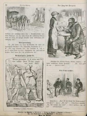 "Enttäuschung" "Räthselhafte Inschrift" "Der Zug des Herzens" "Ein Nichtraucher"