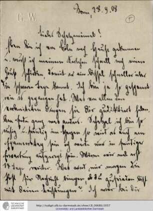 Brief vom 28.09.1908