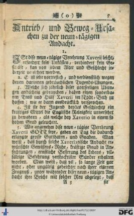 Antrieb und Beweg-Ursachen zu der neun-tägigen Andacht.
