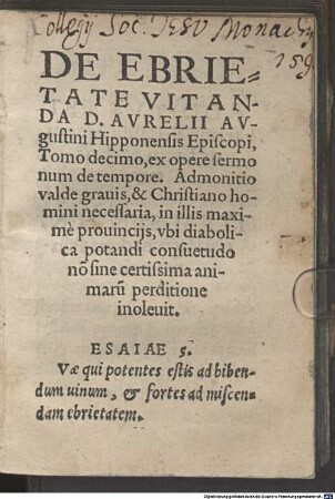 Sermo de ebrietate vitanda