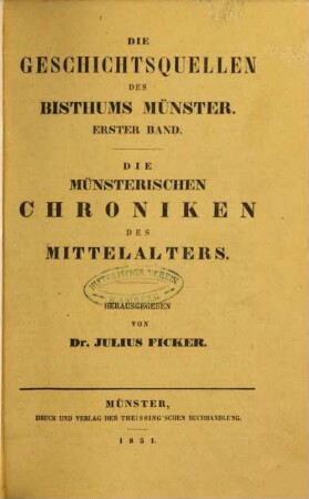 Die münsterischen Chroniken des Mittelalters