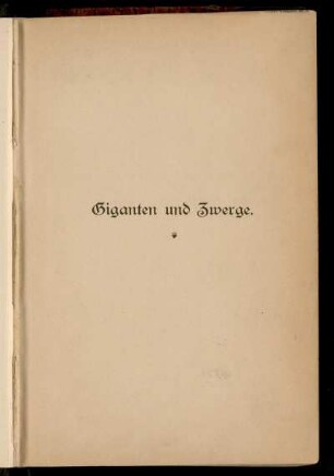 Giganten und Zwerge : Roman