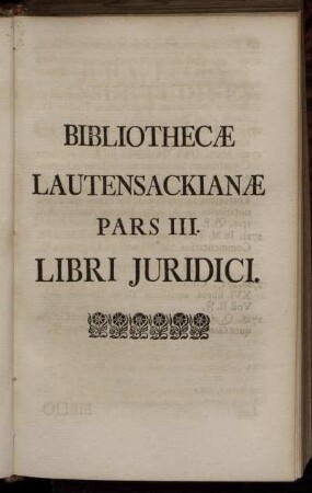 Pars III. Libri Juridici.