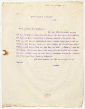 Brief an Heinrich Kaminski : 26.10.1921