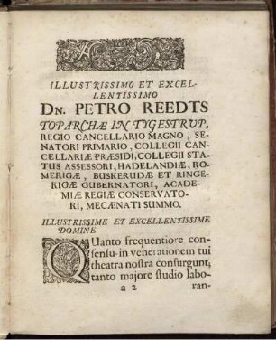 Illustrissime et Excellentissime Domine! Prooemium.