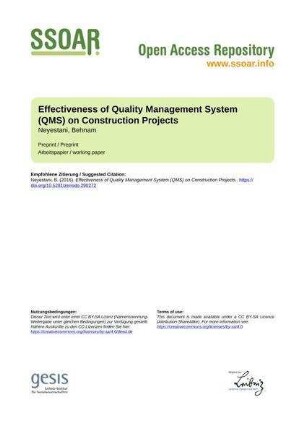 Effectiveness of Quality Management System (QMS) on Construction Projects