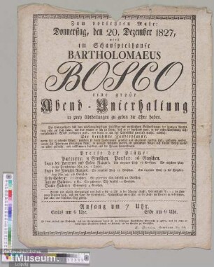 Bartholomaeus Bosco eine große Abend-Unterhaltung