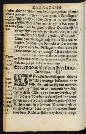 Exceptio wider den Rychtter. Articulus. III.