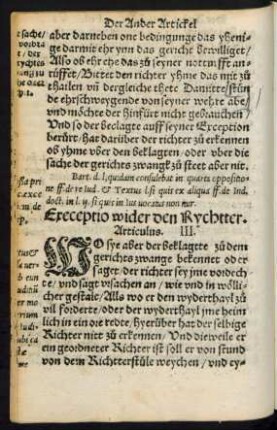 Exceptio wider den Rychtter. Articulus. III.