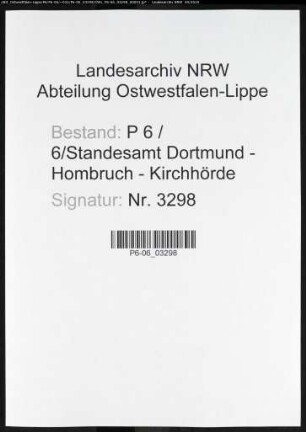 Sterberegister Standesamt Dortmund-Hombruch-Kirchhörde (XXII)