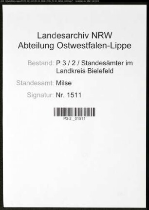 Sterberegister Standesamt Milse