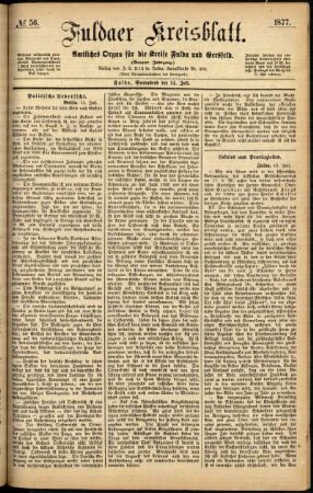 Ausgabe vom Samstag, den 14. Juli 1877.