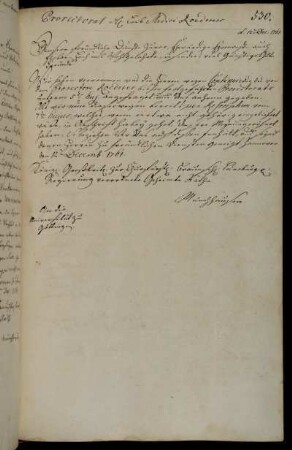 Erneute Aufforderung zur Wahl eines neuen Prorektors mit Amtsantritt zum 2. Januar 1762.