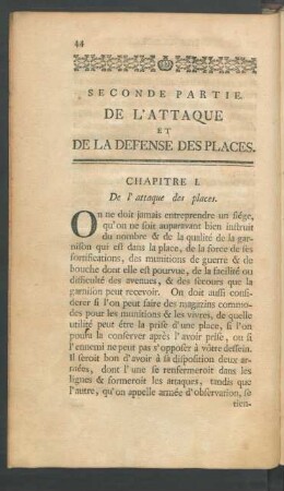 Seconde Partie. De L'Attaque Et De La Defense Des Places