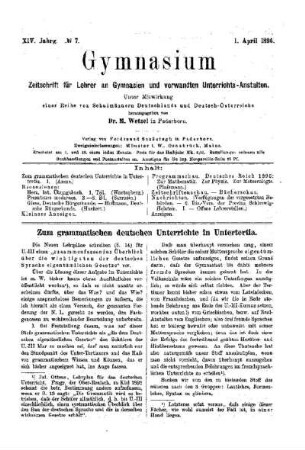 Zum grammatischen deutschen Unterrichte in Untertertia