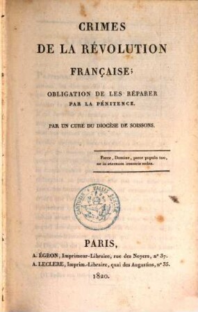 Crimes de la Révolution française : obligation de les réparer par la pénitence