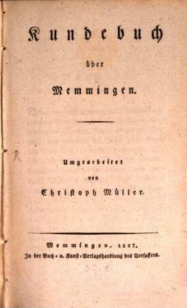 Kundebuch über Memmingen