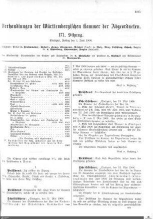 171. Sitzung, Stuttgart, 1.6.1906