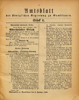 Amtsblatt des Regierungspräsidenten in Gumbinnen. 86. 1896
