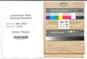 Entnazifizierung Theodor Dicken, geb. 28.01.1917 (Versandleiter)