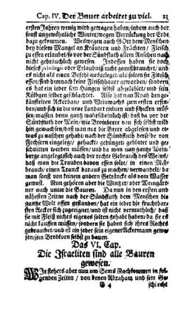 Das VI. Cap. Die Israeliten sind alle Bauren gewesen