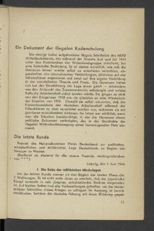 Die letzte Runde