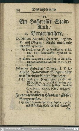 VI. Ein Hochweiser Stadt-Rath