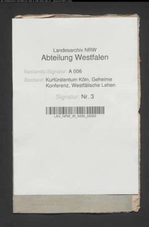 Vollmacht für die Kommissare Dechant Burman und Hofrat Fabri für den westfälischen Lehntag in Arnsberg