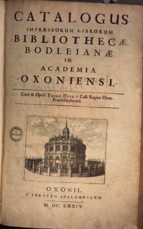 Catalogus Impressorum Librorum Bibliothecae Bodlejanae In Academia Oxoniensi