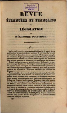 Revue étrangère et française de législation, de jurisprudence et d'économie politique : par une réunion de jurisconsultes et de publicistes français et étrangers ; publ. par M. Foelix. 3. 1835/36 (1837)