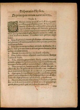 Disputatio Physica, De principiis rerum naturalium.