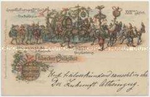 Postkarte mit historischem Festzug vom Lübecker Volksfest