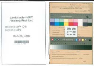 Entnazifizierung Erich Kohues , geb. 26.09.1901 (Angestellter)