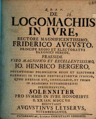 De Logomachiis In Ivre