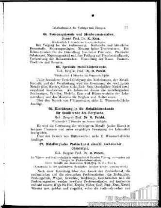 67. Metallurgische Probierkunst einschl. techn. Gasanalyse