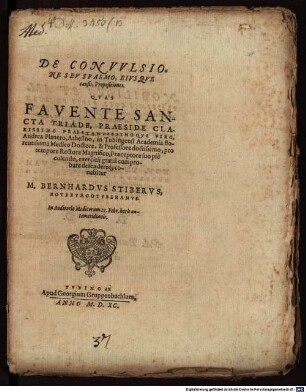 De convulsione seu spasmo, eiusque causis propositiones