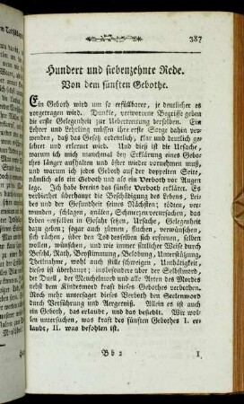 Hundert und siebenzehnte Rede. Von dem fünften Gebothe.