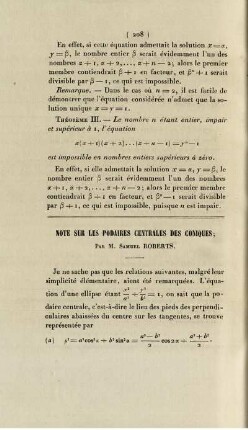 Note sur les podaires centrales des coniques.