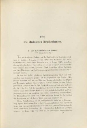 XIII. Die städtischen Krankenhäuser