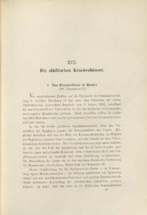 XIII. Die städtischen Krankenhäuser