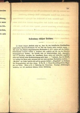 Bedeutung einiger Zeichen.