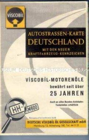 Verkehrskarte von Deutschland mit den Kraftfahrzeug-Kennzeichen