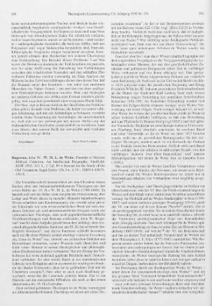 591-593 [Rezension] Rogerson, John W., W.M.L. de Wette, founder of modern Biblical criticism