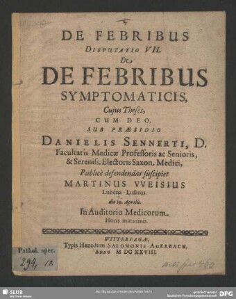7: De Febribus Symptomaticis