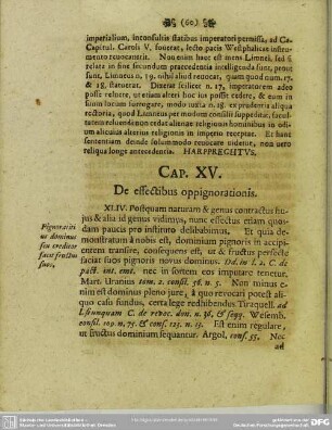 Cap. XV. De effectibus oppignorationis