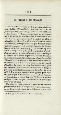 Sur l'origine du mot Théodolite.
